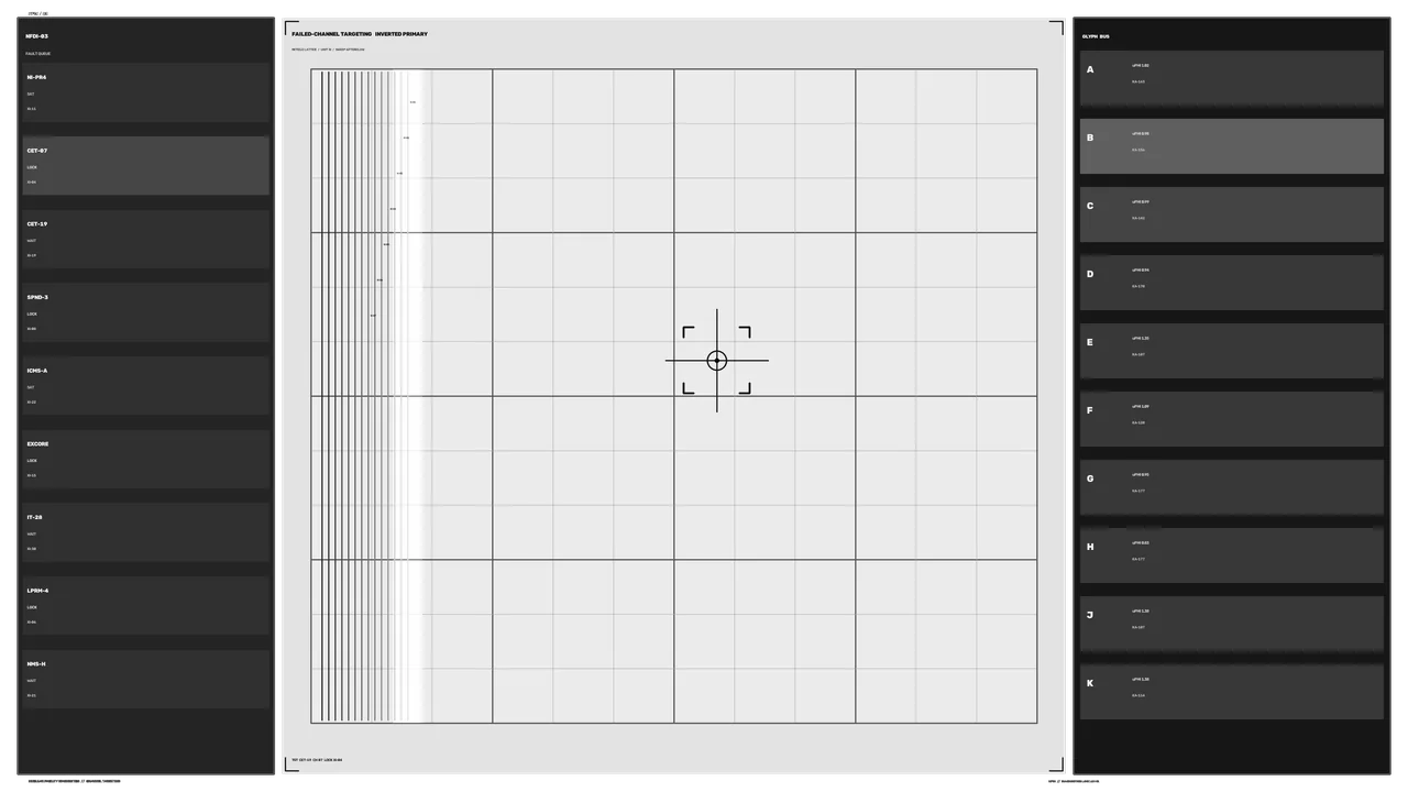 Monochrome Technical Diagnostics HUD with Grid Reticle