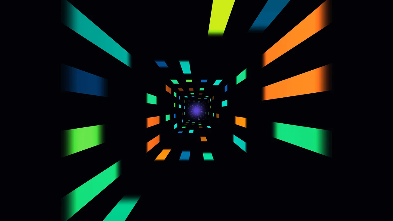 Retro Neon Geometric Tunnel with Luminous Panels 4K Wallpaper