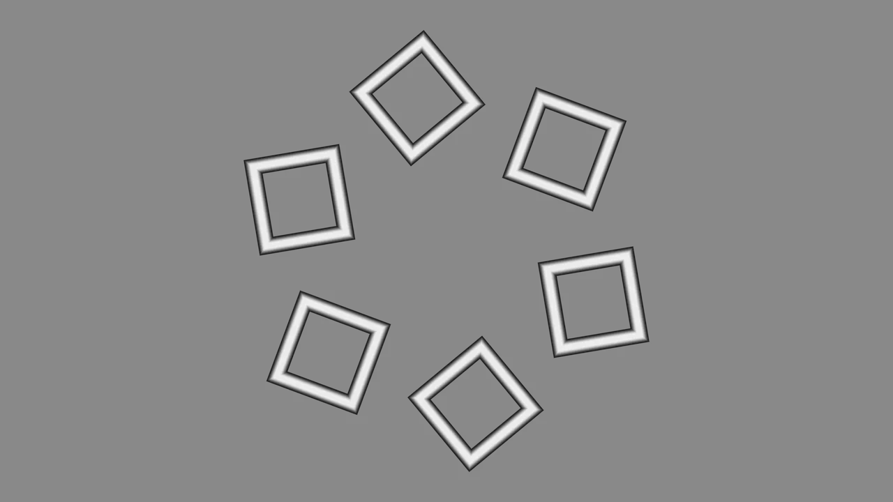 Monochrome Geometric HUD Interface with Six Square Markers