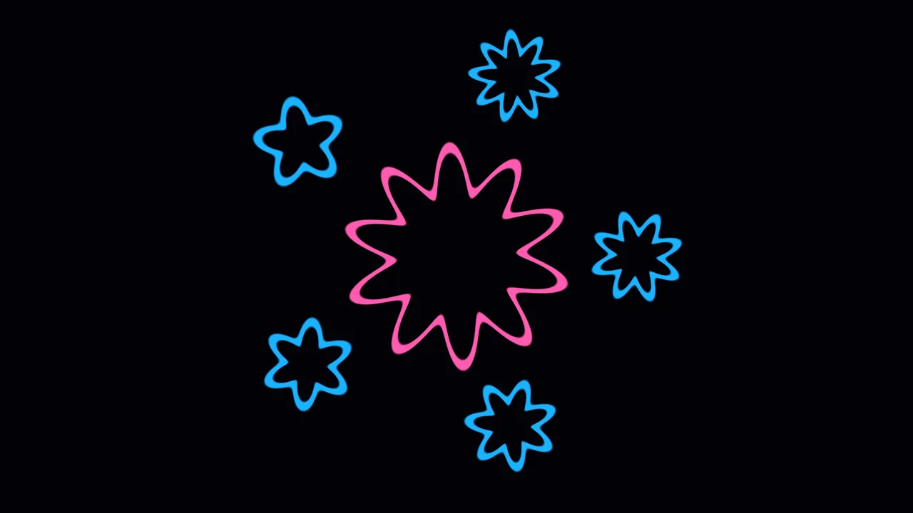 Pink and Blue Neon Flower Mandala on Black 4K Wallpaper