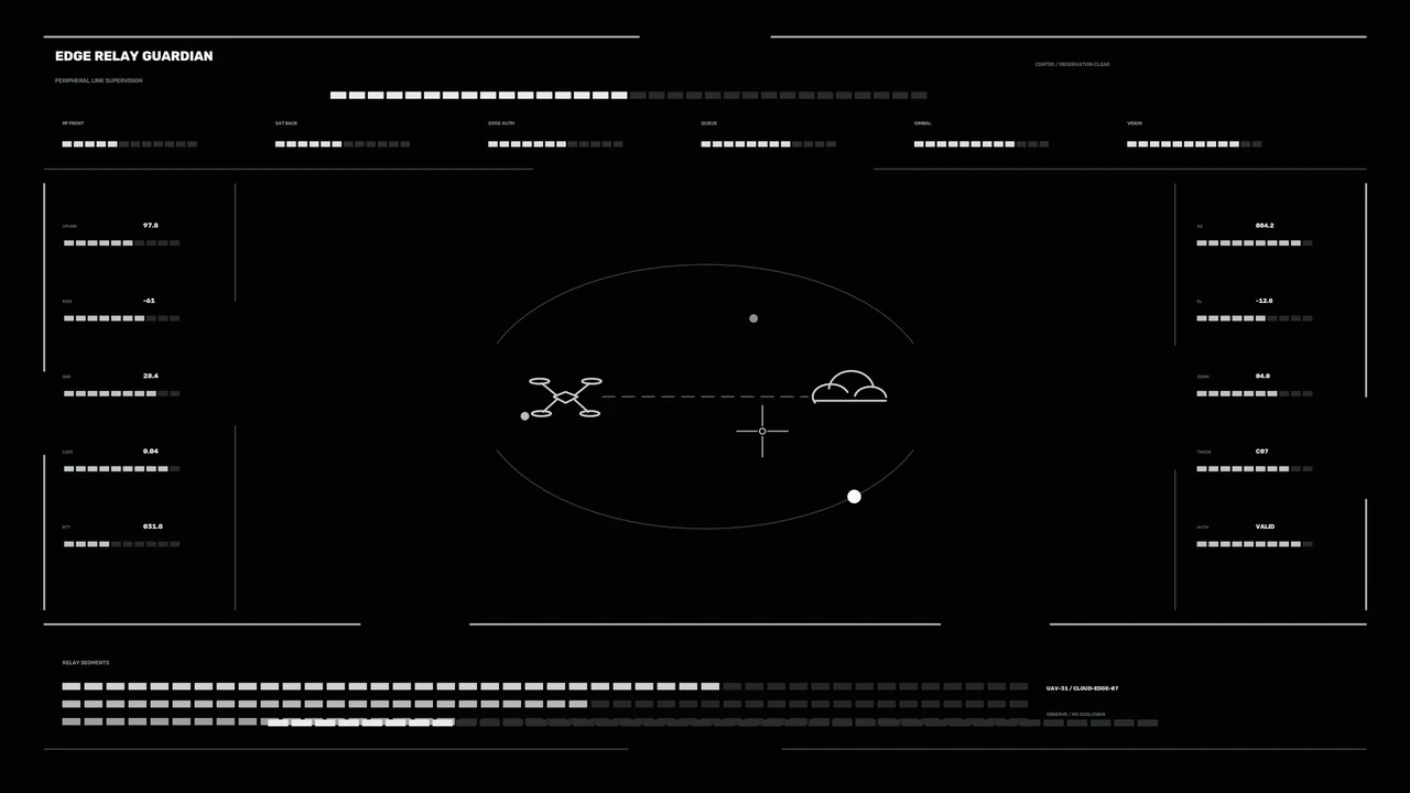 Monochrome Drone-to-Cloud Relay Telemetry HUD