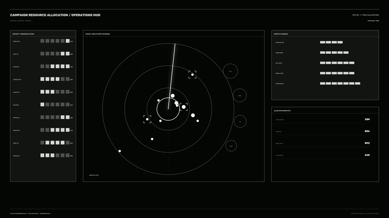 Campaign Resource Allocation Operations HUD Radar Dashboard 4K Wallpaper