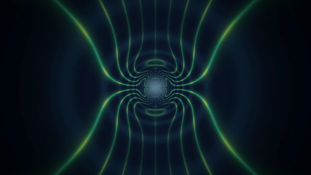 Abstract Green Radial Tunnel with Glowing Central Orb 4K Wallpaper