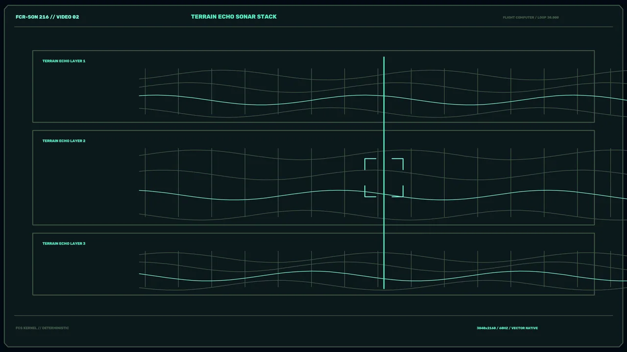 4K Sci-Fi Terrain Sonar HUD with Layered Telemetry Panels