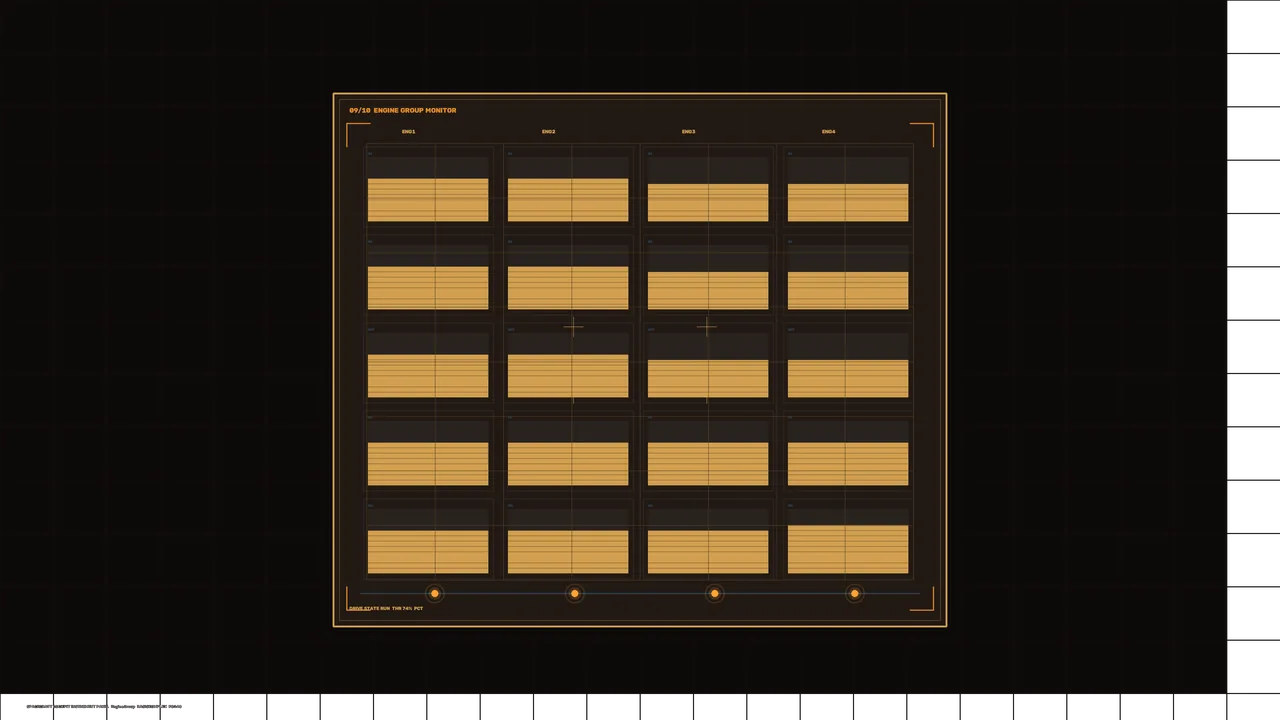 Amber Engine Group Monitor HUD Interface 4K Sci-Fi Wallpaper
