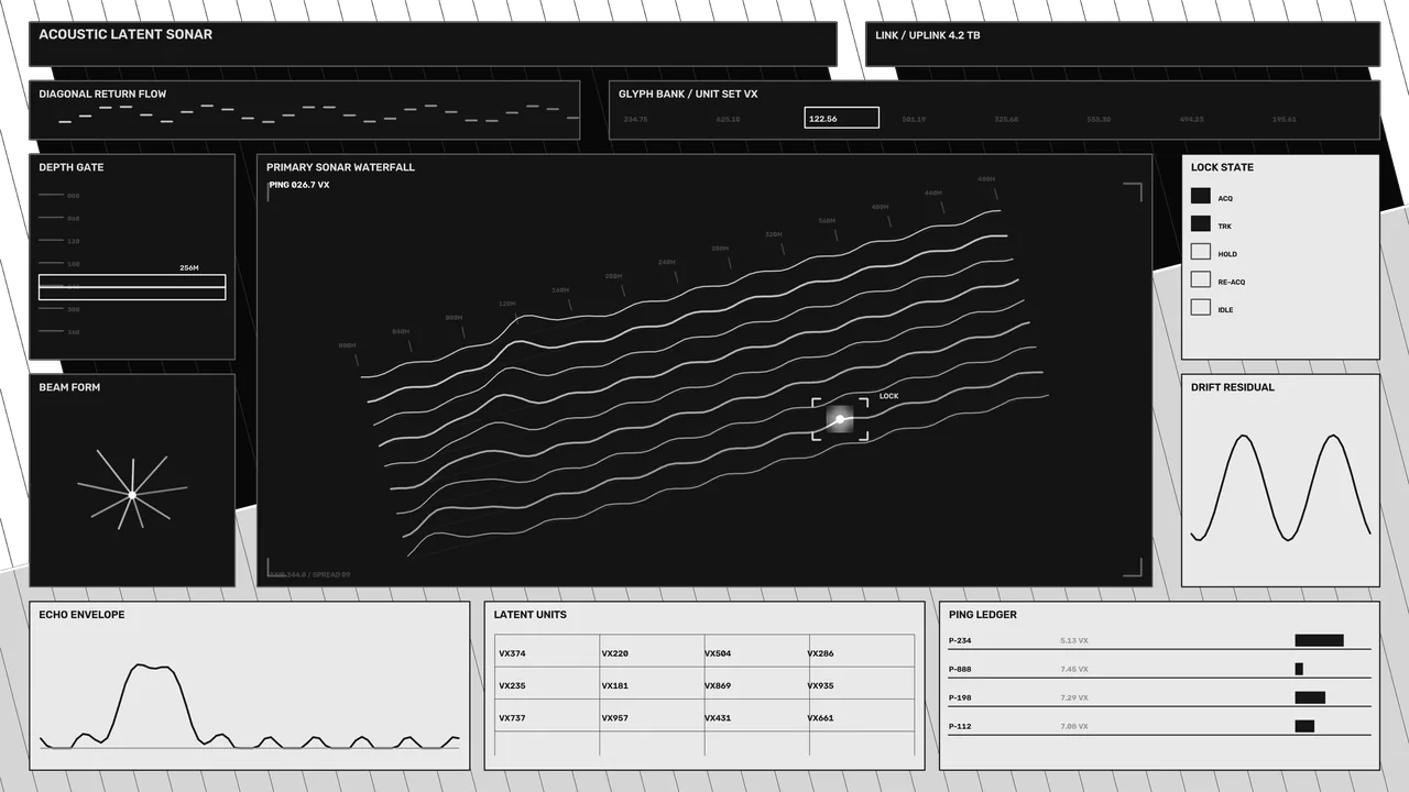 Monochrome Sonar Telemetry HUD Interface 4K Wallpaper