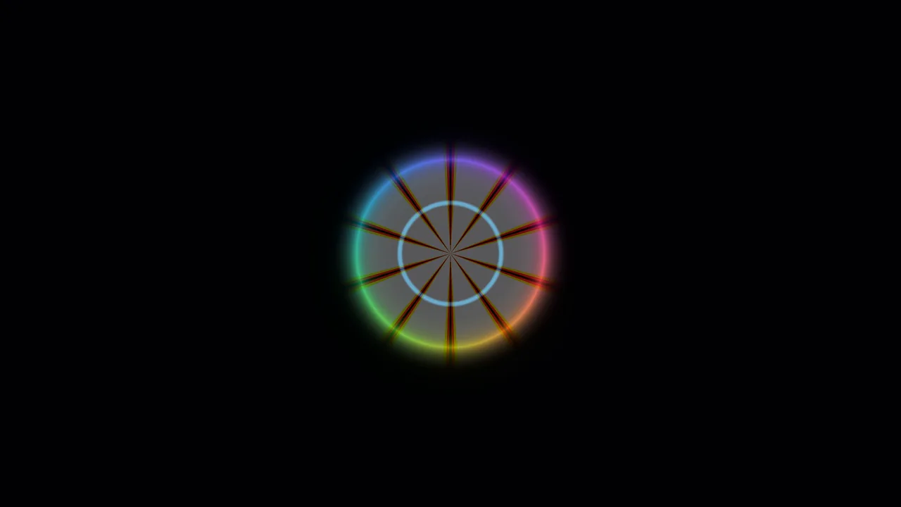 Chromatic Radial Light Wheel on Black, 4K UHD Wallpaper