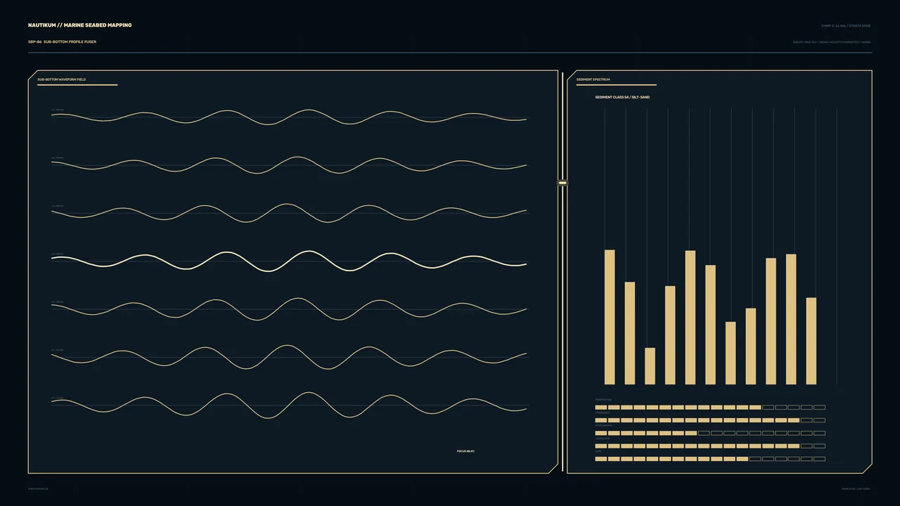 Marine Seabed Mapping HUD with Waveform Telemetry and Sediment Spectrum