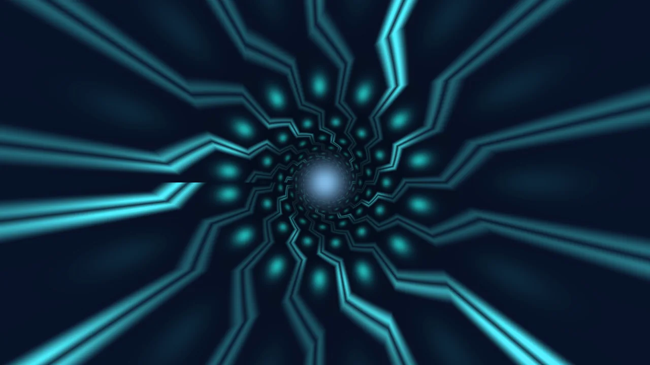 Cyan Geometric Tunnel 4K Wallpaper