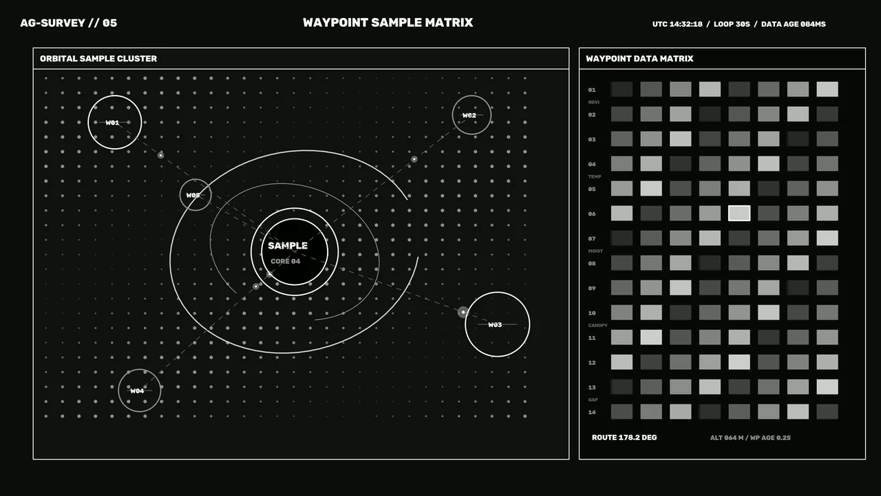 Agricultural Survey Waypoint Matrix HUD 4K Wallpaper