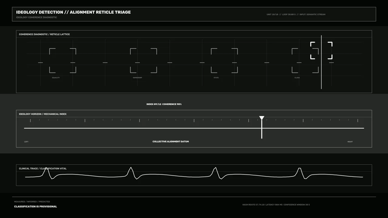 Ideology Detection Alignment Reticle Diagnostic HUD — 4K Sci-Fi Wallpaper