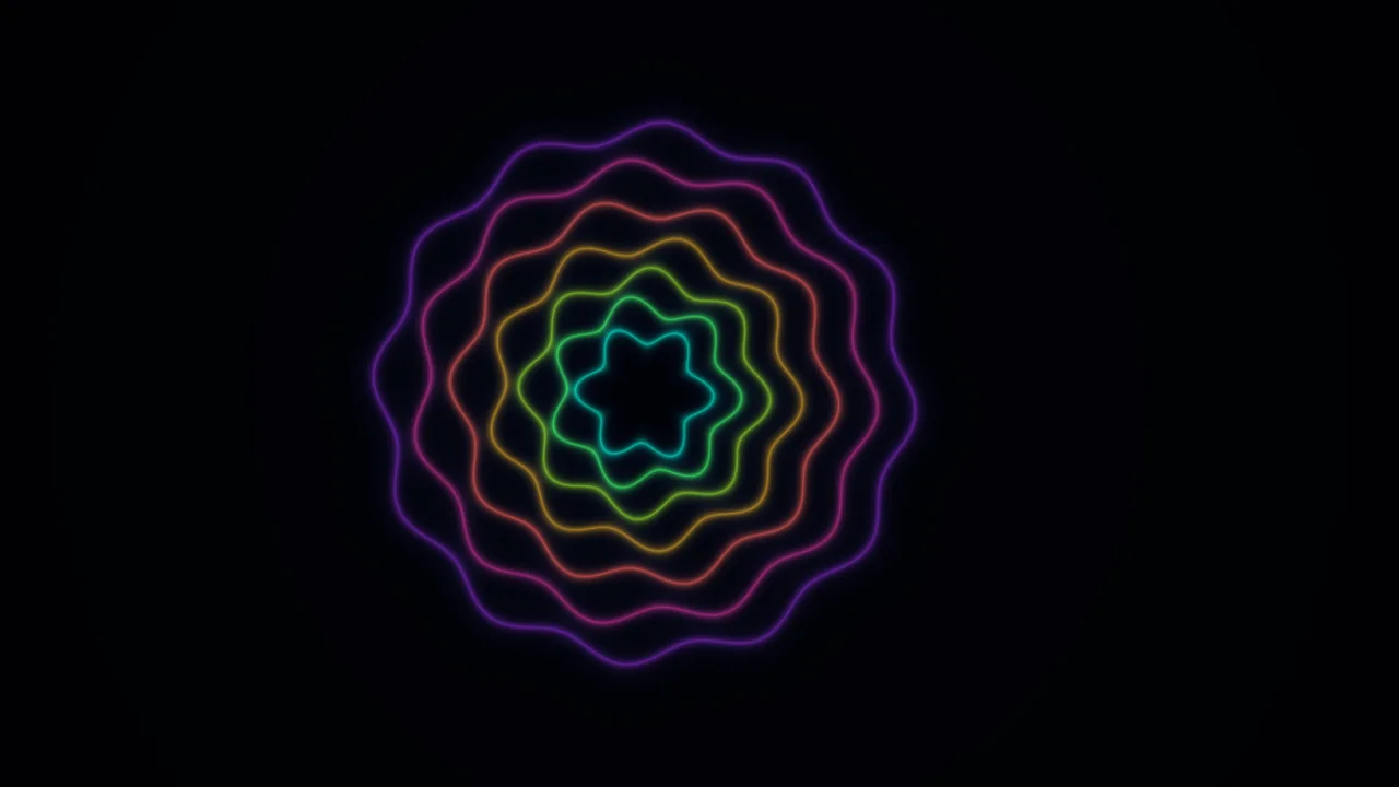 Neon Concentric Wavy Rings 4K Wallpaper