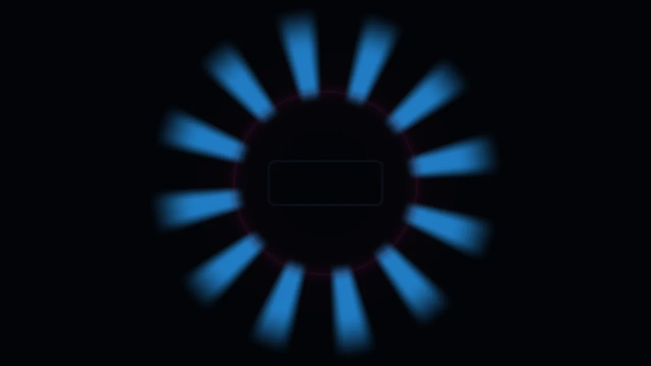 Blue Neon Radial Ring with Central Rounded Rectangle 4K Wallpaper