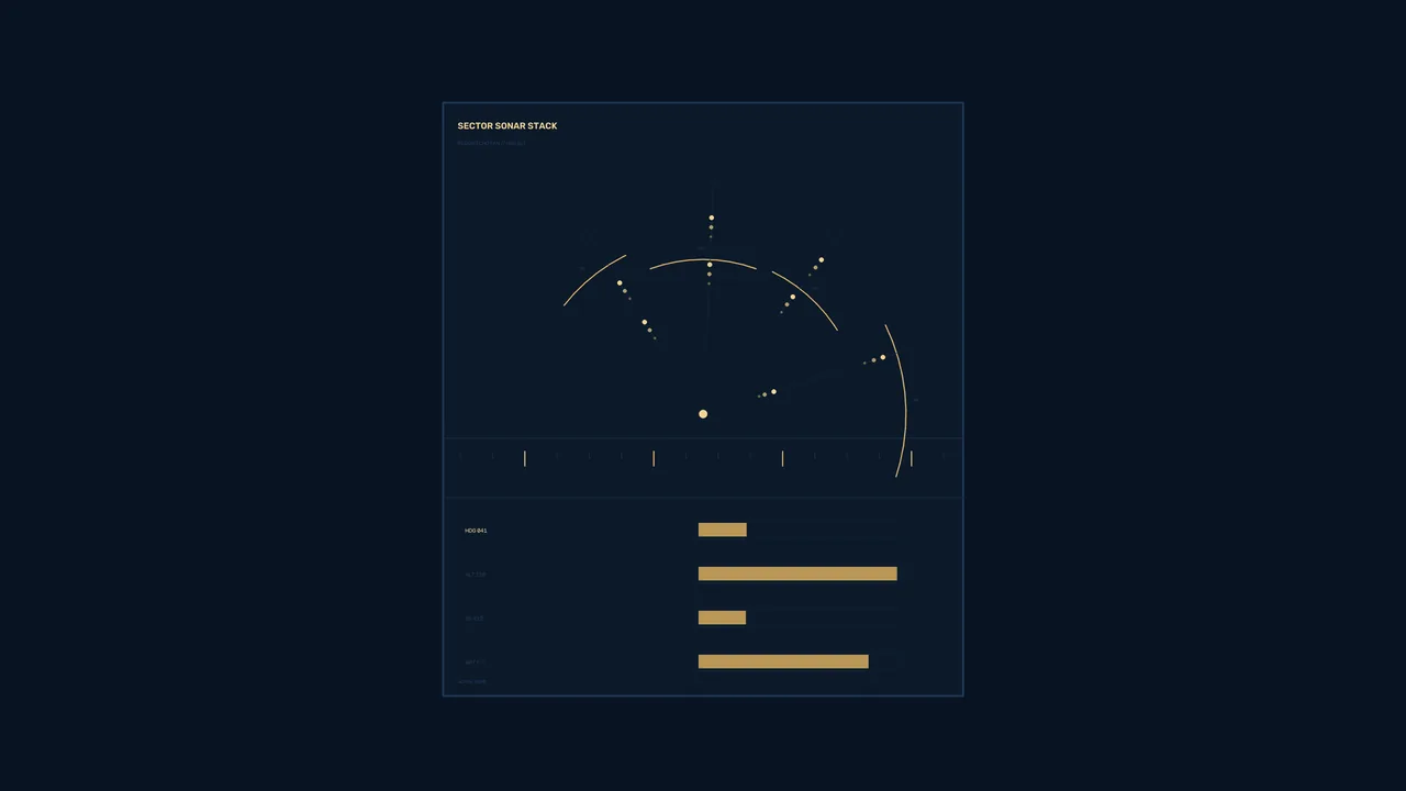 Sci-Fi Sonar Radar HUD with Circular Detection Display and Telemetry Bars