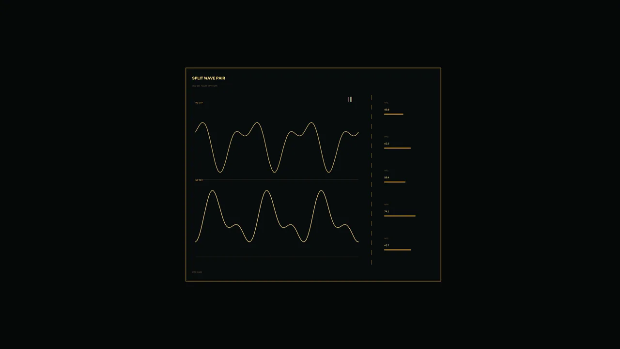 Gold Waveform Telemetry HUD Dashboard on Black 4K Wallpaper