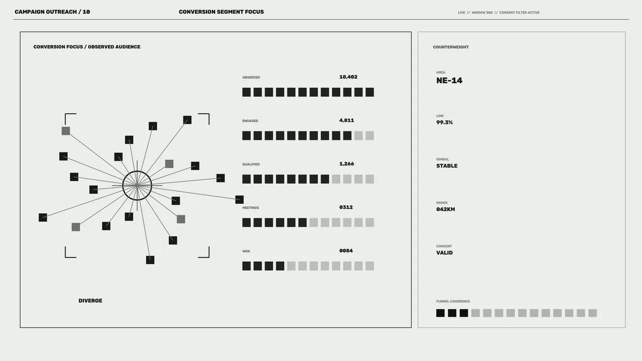 Monochrome Sci-Fi Telemetry Dashboard HUD with Radial Network Scanner