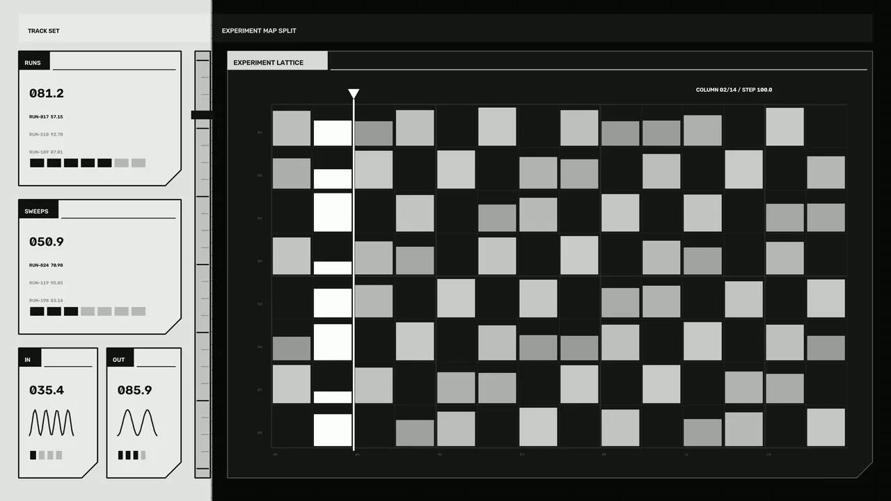 Monochrome Experiment Lattice Telemetry HUD 4K Wallpaper