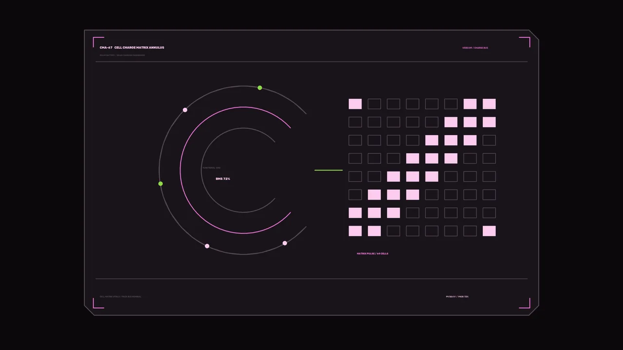 Solar Battery Charging Matrix HUD Dashboard 4K Sci-Fi Wallpaper