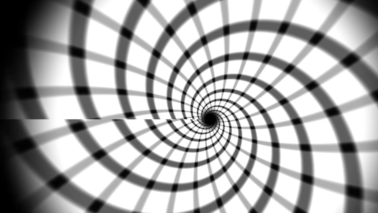 Black and White Warped Radial Grid Tunnel 4K Wallpaper