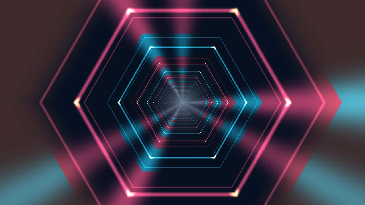Neon Hexagonal Tunnel 4K Wallpaper