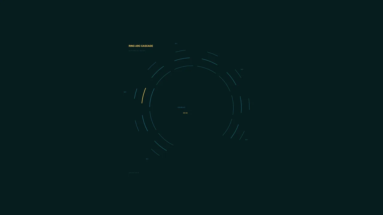 Circular Data Dashboard HUD with Segmented Telemetry Ring, Dark Teal 4K