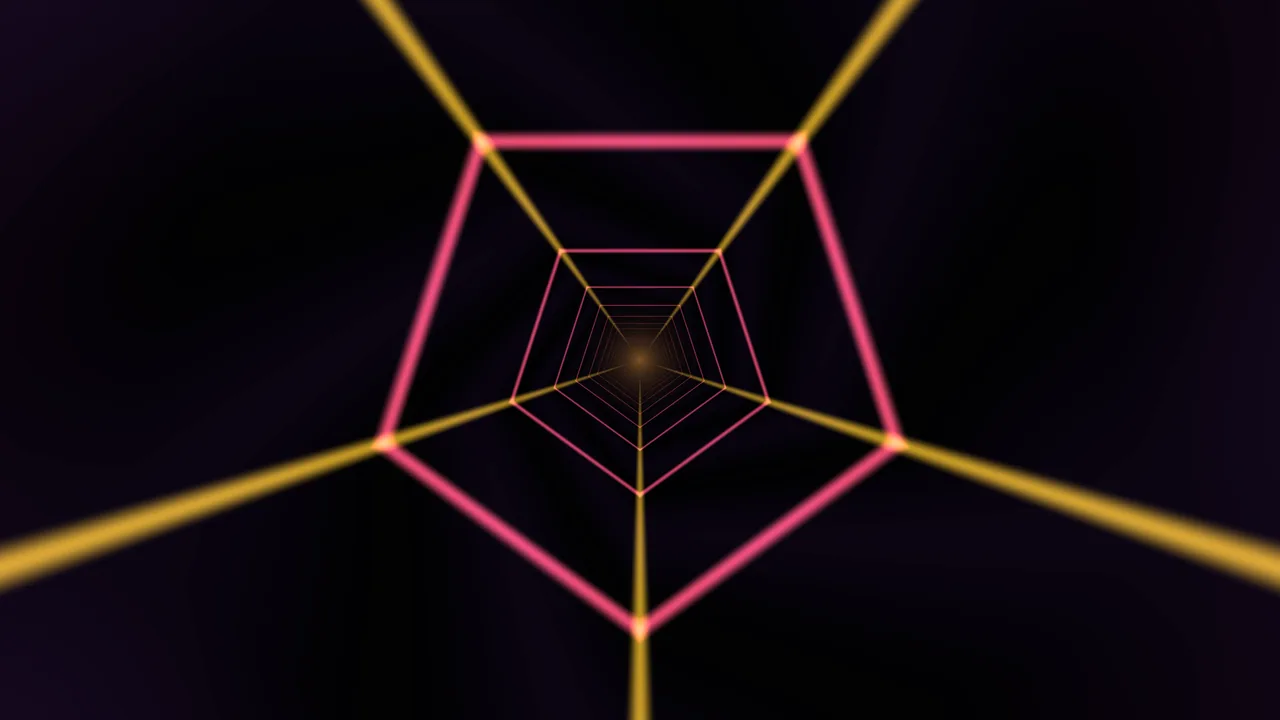 Neon Pink and Gold Geometric Tunnel
