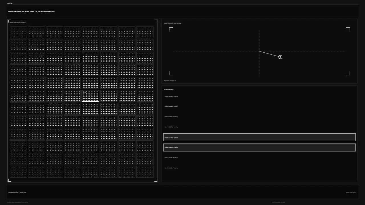 Industrial Diagnostics HUD with Dot Matrix Status Grid — 4K Sci-Fi Wallpaper