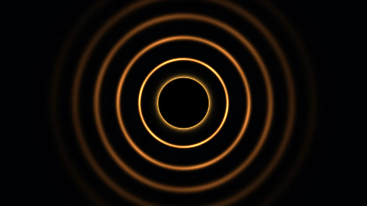Amber Concentric Ring Scanner HUD Interface, 4K Wallpaper