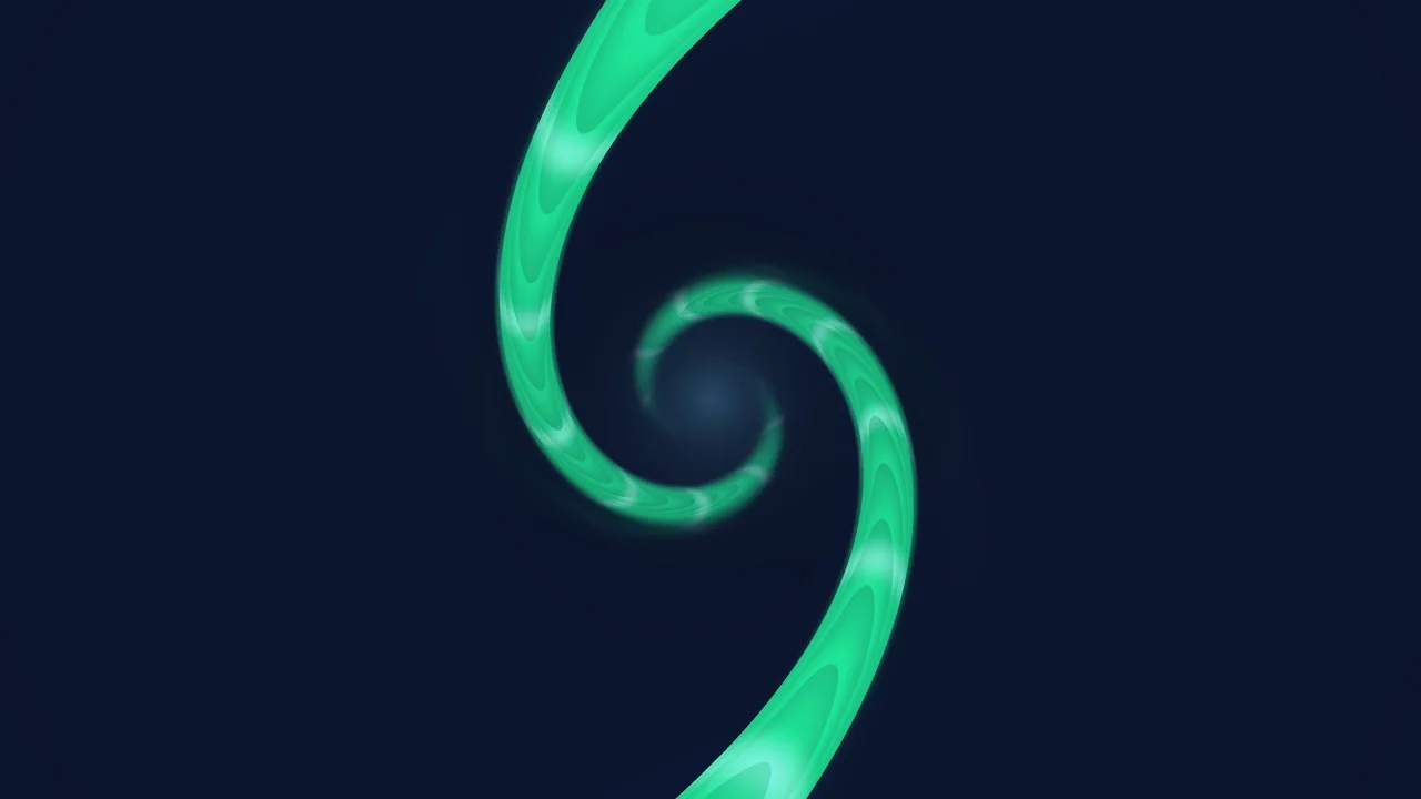 Abstract Green Neon Spiral Tubes on Dark Navy 4K Wallpaper