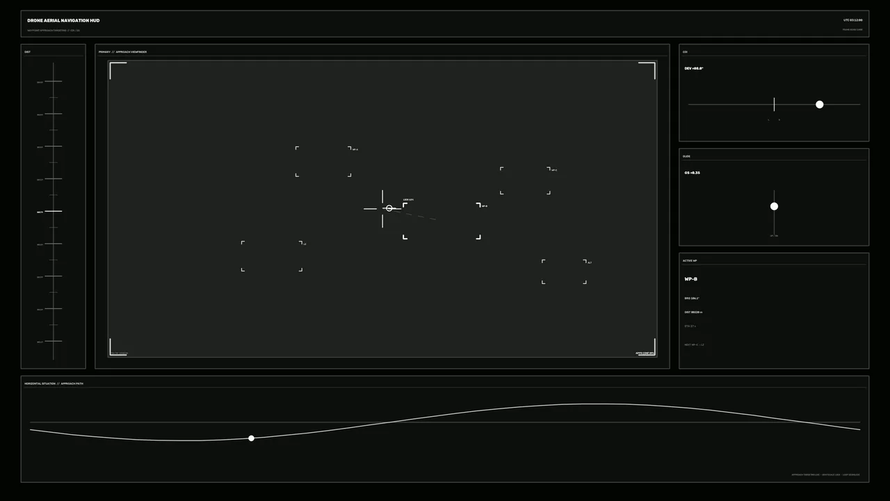 Sci-Fi Drone Navigation HUD Tracking Dashboard 4K UHD Wallpaper