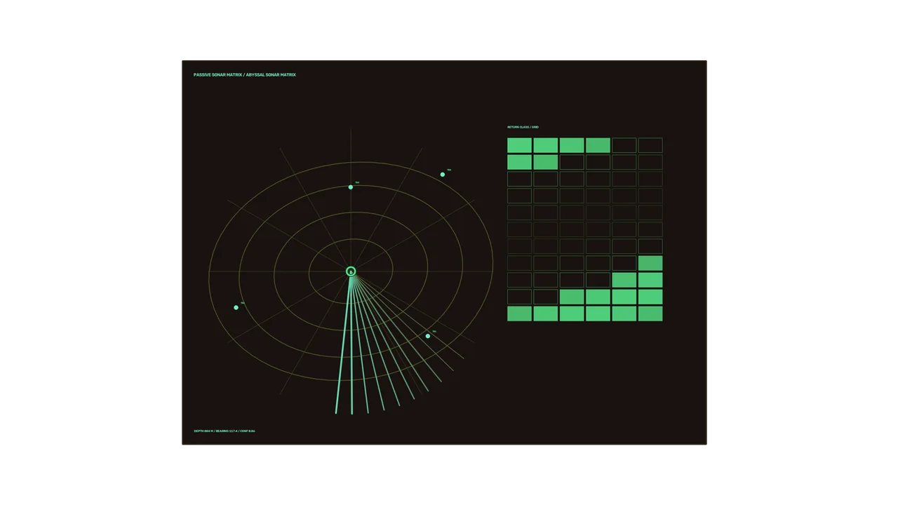 Fictional Sonar Matrix HUD with Circular Scanner and Signal Grid 4K Wallpaper