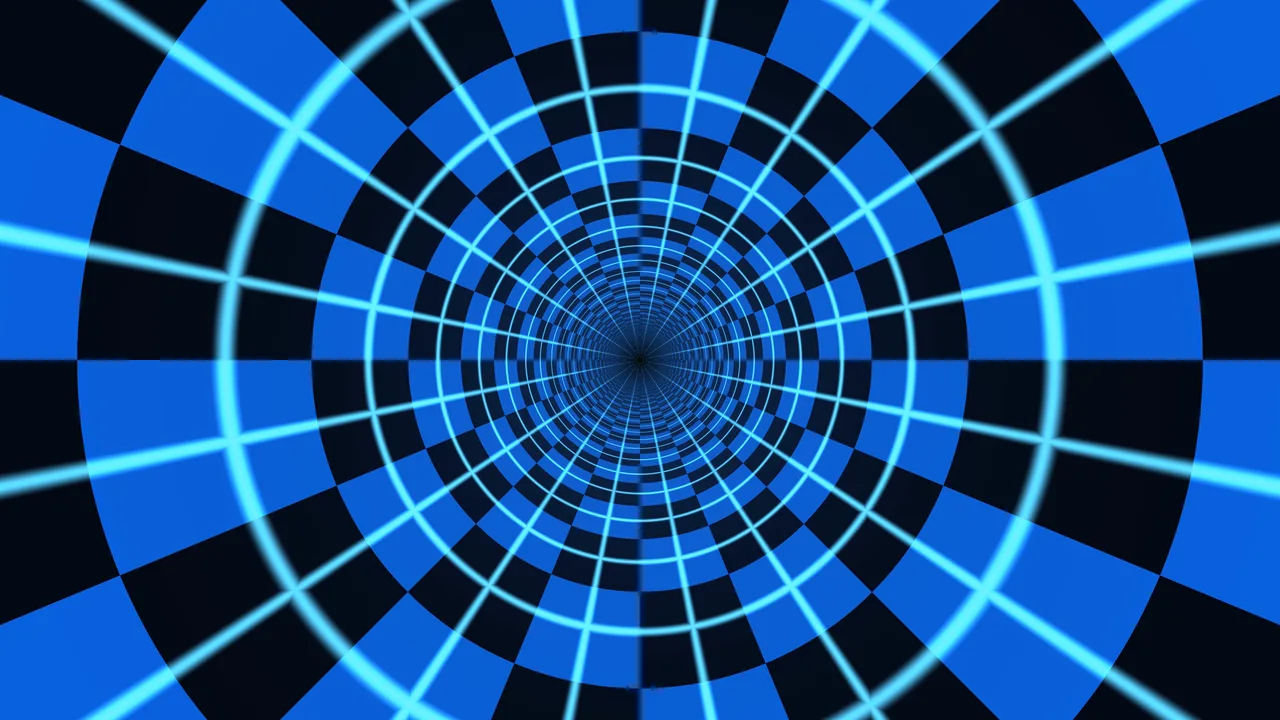 Electric Blue Concentric Tunnel 4K Wallpaper