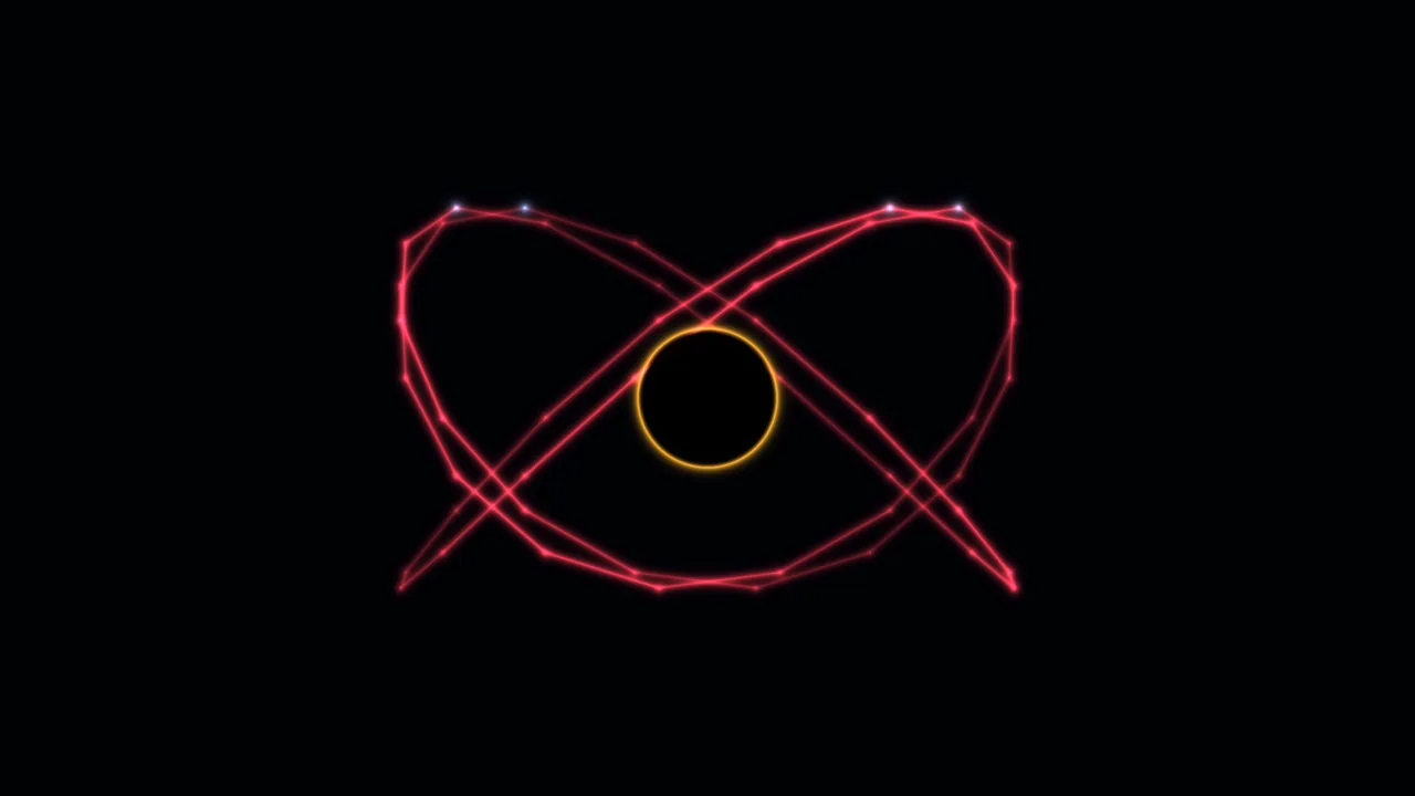 4K Neon Waveform Scanner HUD with Symmetrical Magenta Traces and Amber Ring
