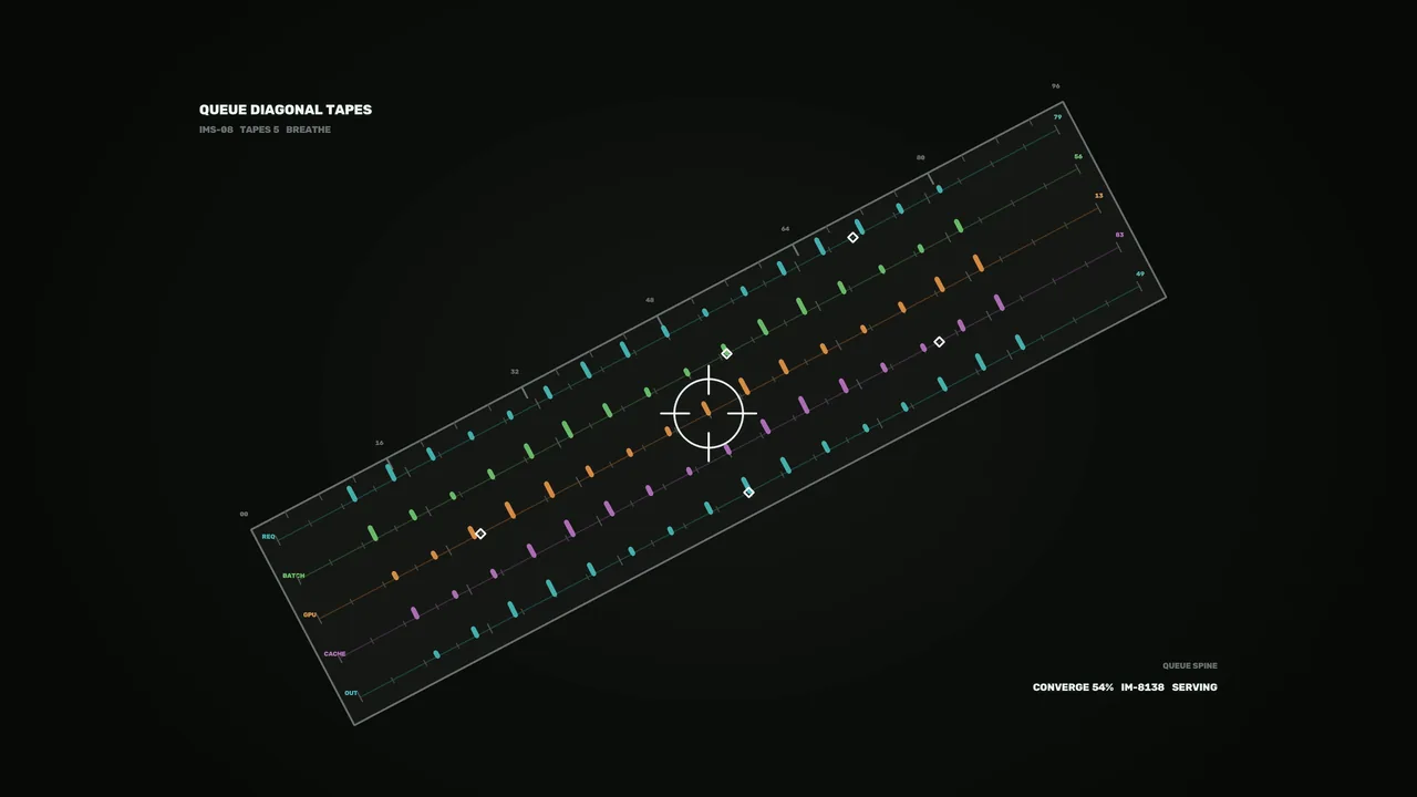 Sci-Fi Telemetry HUD Dashboard with Diagonal Queue Tracks 4K Wallpaper