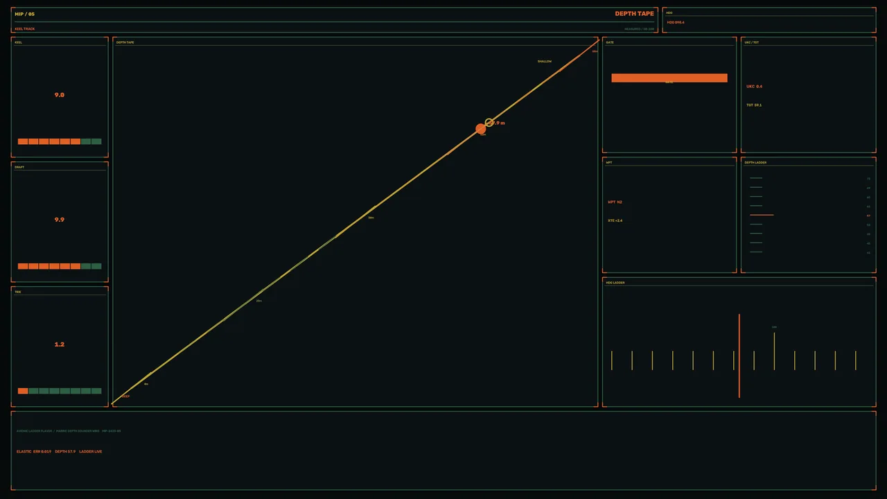 Sci-Fi Marine Depth Sounder HUD Dashboard, 4K Wallpaper