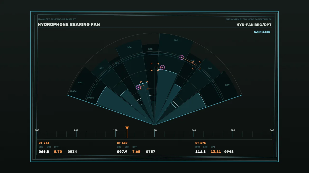 4K Hydrophone Bearing Fan HUD Sci-Fi Interface