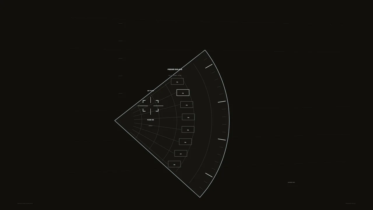 Energy Network Monitoring HUD with Radial Scanner and Feeder Panels | 4K