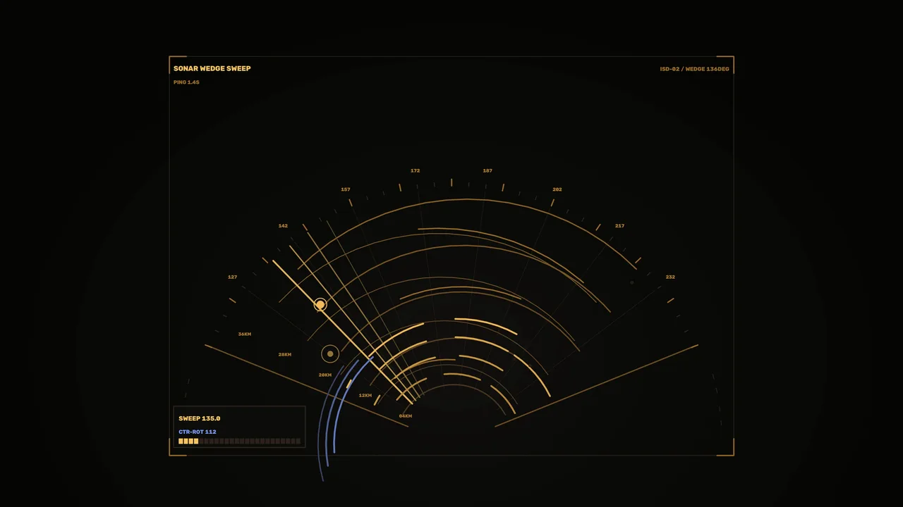 Futuristic Gold Sonar Wedge HUD on Black