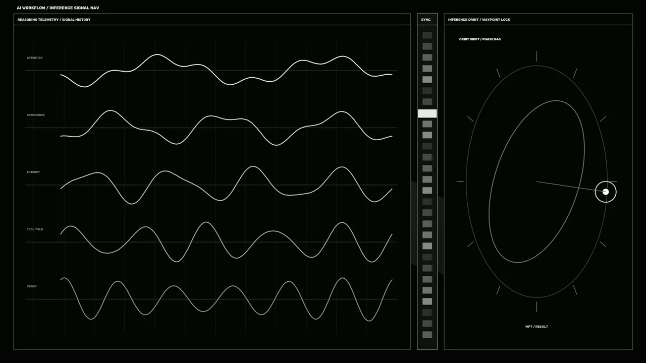 Monochrome Telemetry HUD with Signal History and Orbital Waypoint Scanner 4K