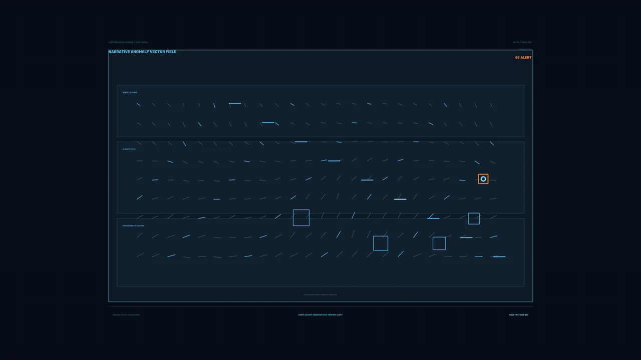 Sci-Fi Anomaly Vector Field HUD Dashboard with Cyan Telemetry Markers, 4K
