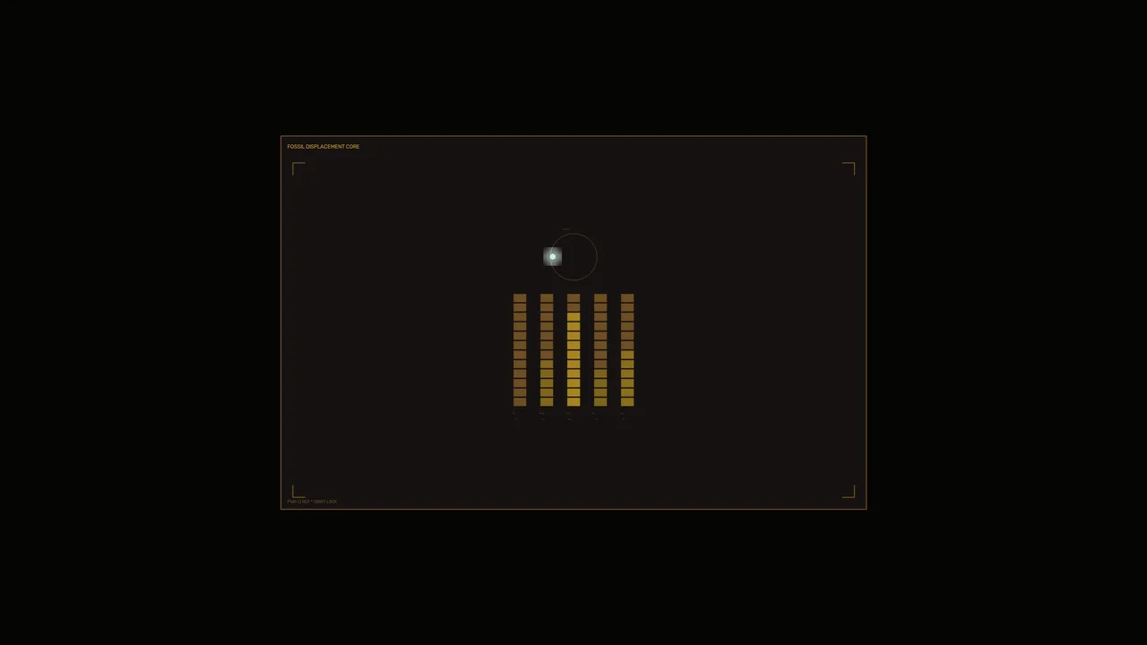 Fossil Displacement Core Energy Telemetry HUD 4K Wallpaper