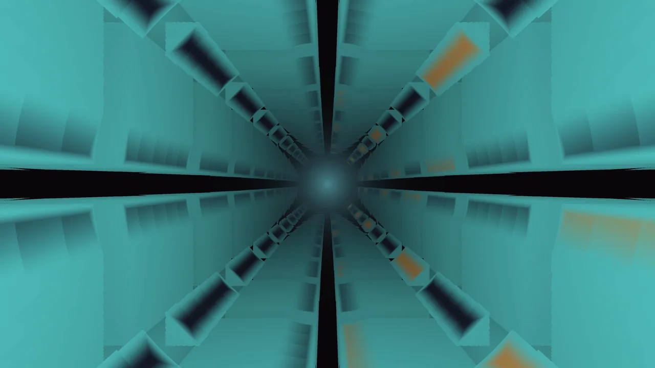 Abstract Teal Corridor with Central Glow 4K Wallpaper