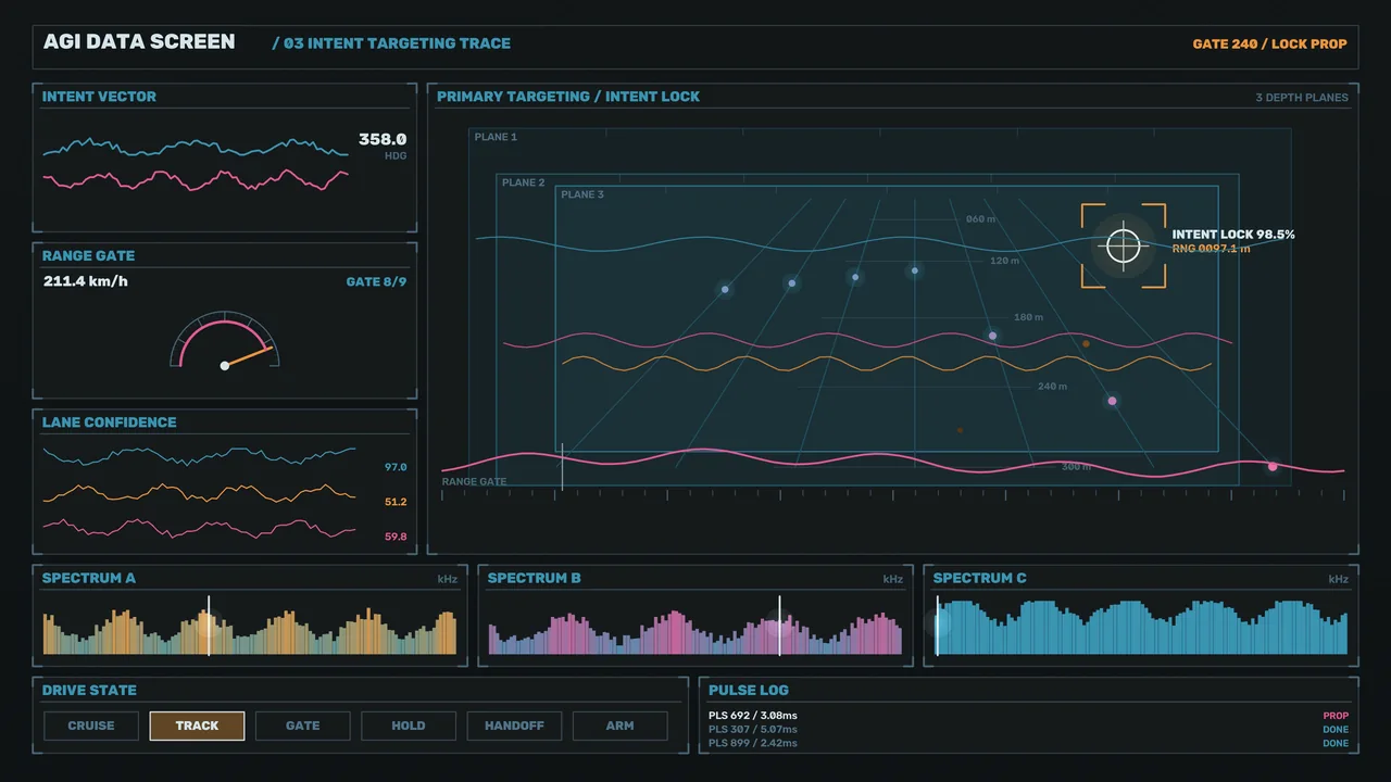Futuristic Targeting Telemetry HUD Dashboard Wallpaper