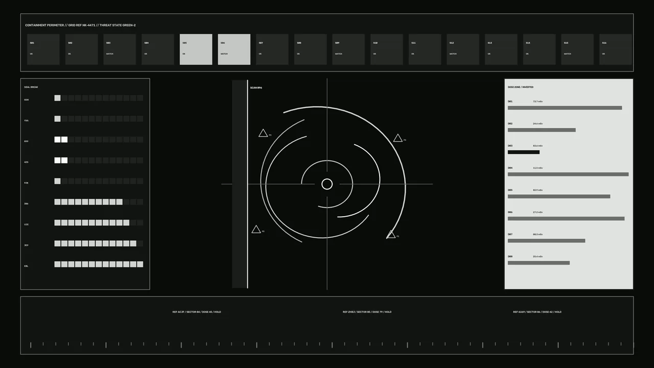 Sci-Fi Reactor Status HUD Dashboard with Circular Scanner and Telemetry Bars 4K