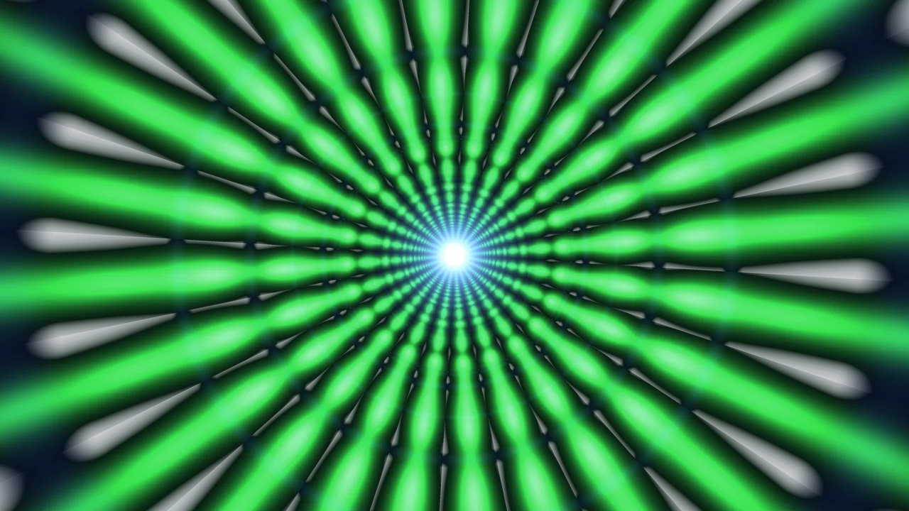 Green Radial Light Tunnel with Central Glow 4K Wallpaper