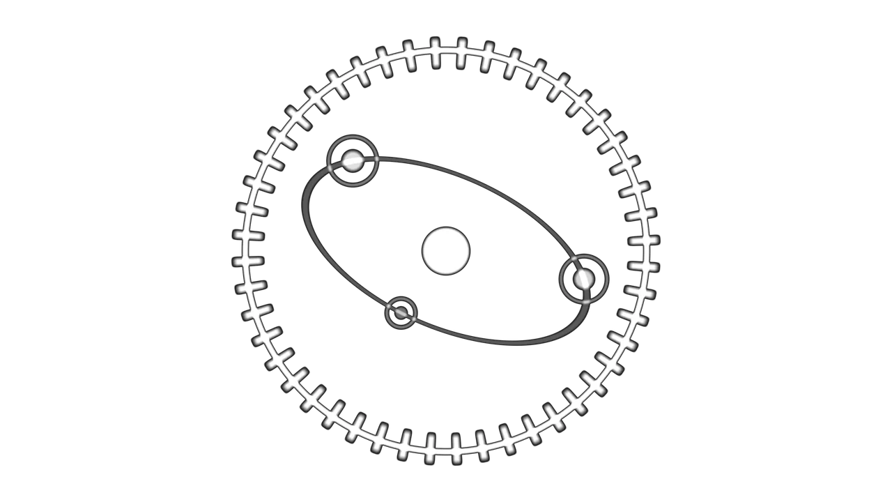 Monochrome Orbital Dial with Ticks and Circular Nodes