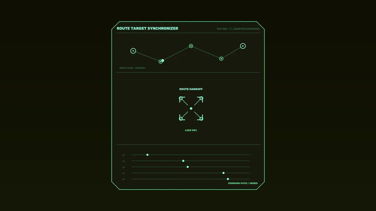 Futuristic Route Synchronizer Logistics HUD 4K Wallpaper