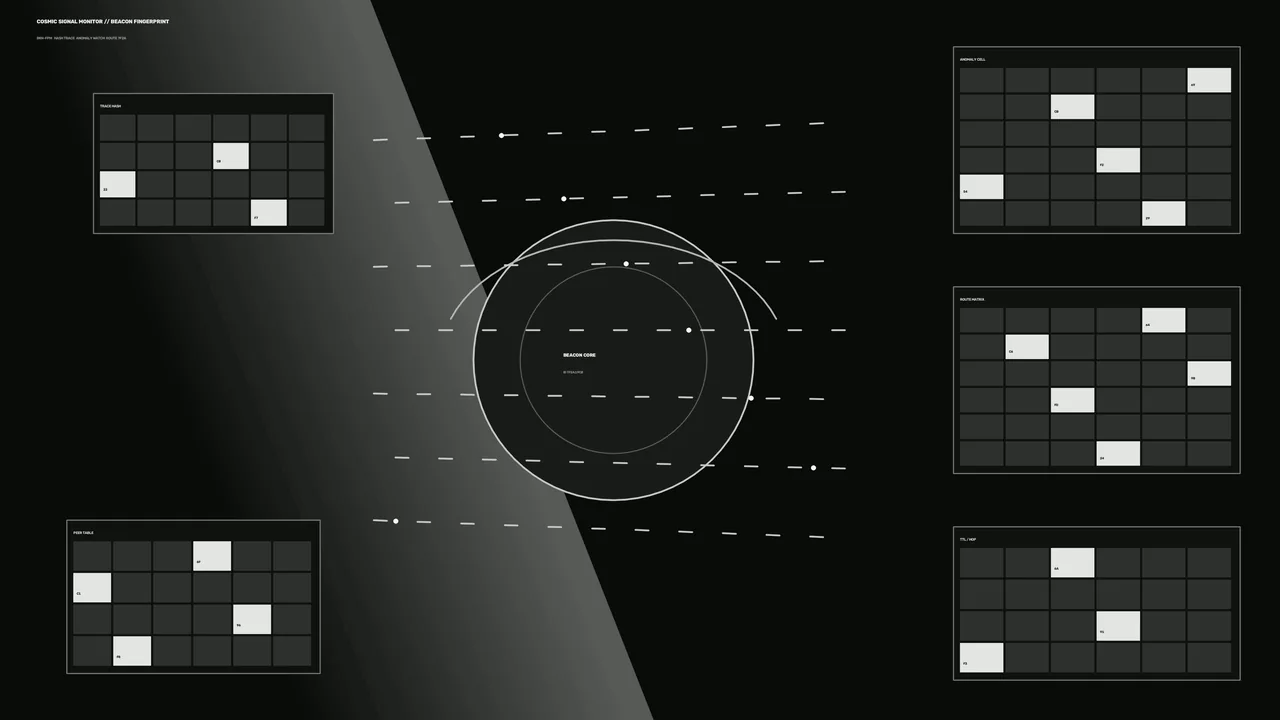 Cosmic Signal Monitoring HUD with Circular Beacon Scanner – 4K Sci-Fi Wallpaper