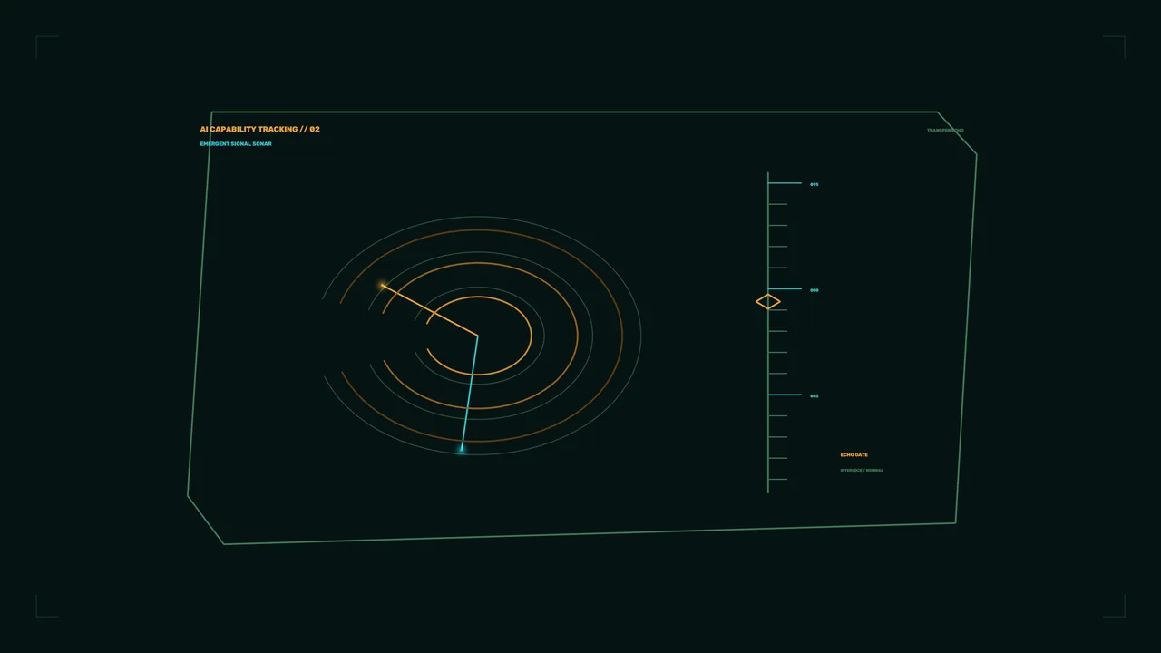Futuristic Circular Sonar HUD with Orange and Cyan Telemetry