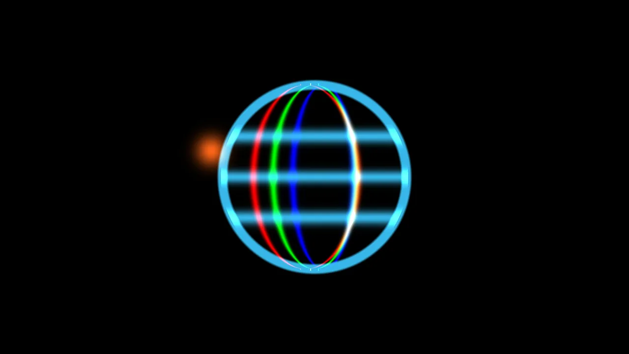 Circular Sci-Fi Scanner HUD with RGB Spherical Grid